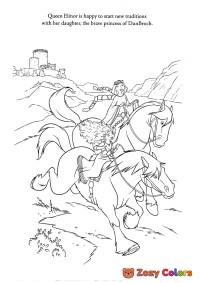 Queen and Merida riding horses