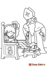 Saint Nicholas with sleepy helper