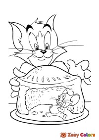 Tom and Jerry eating cake