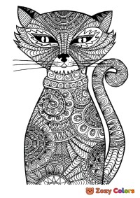 Cat coloring page for adults