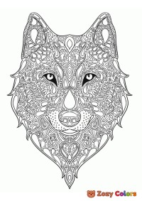 Wolf coloring page for adults