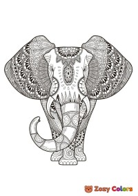Indian elephant coloring page for adults