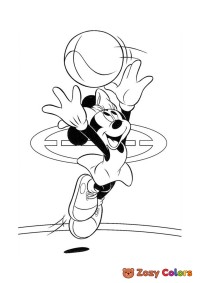 Minnie Mouse playing basketball