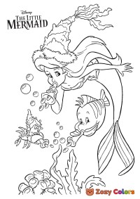 Ariel, Sebastian and Flounder playing with bubbles