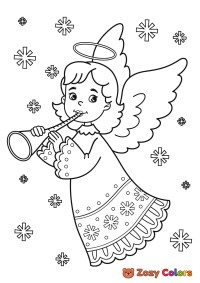 Christmas angel playing flute